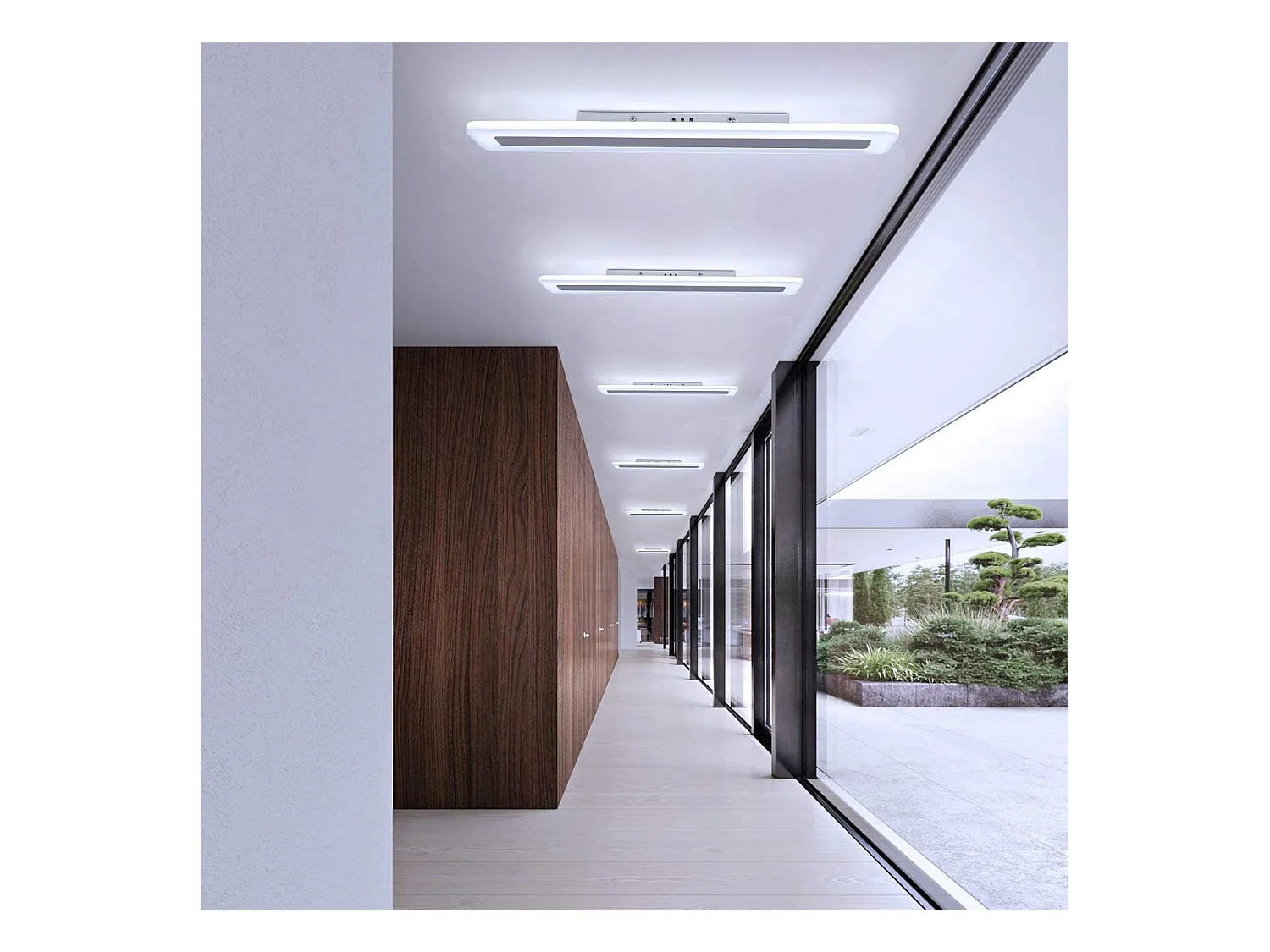 NETTLIFE Plafonnier LED Moderne 80CM Blanc Long Lampe de Dimmable avec Télécommande Plat Acrylique pour Salon Chambre Bureau Cuisine