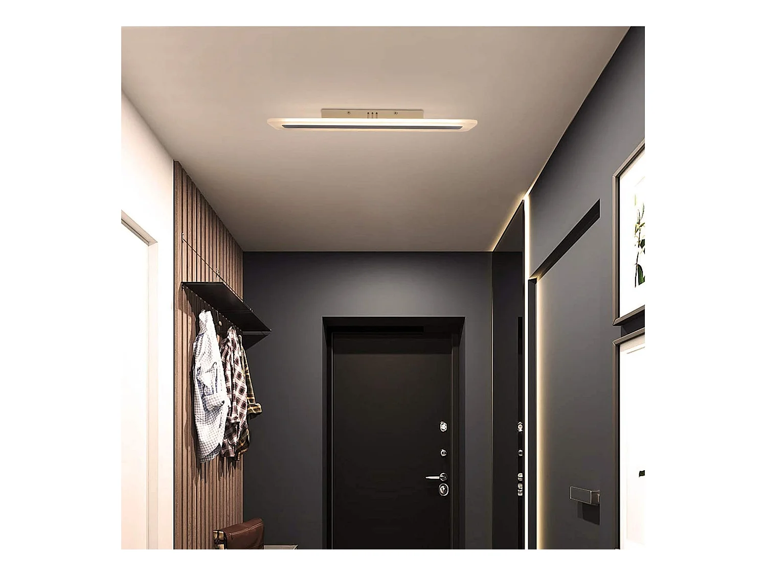 NETTLIFE Plafonnier LED Moderne 80CM Blanc Long Lampe de Dimmable avec Télécommande Plat Acrylique pour Salon Chambre Bureau Cuisine