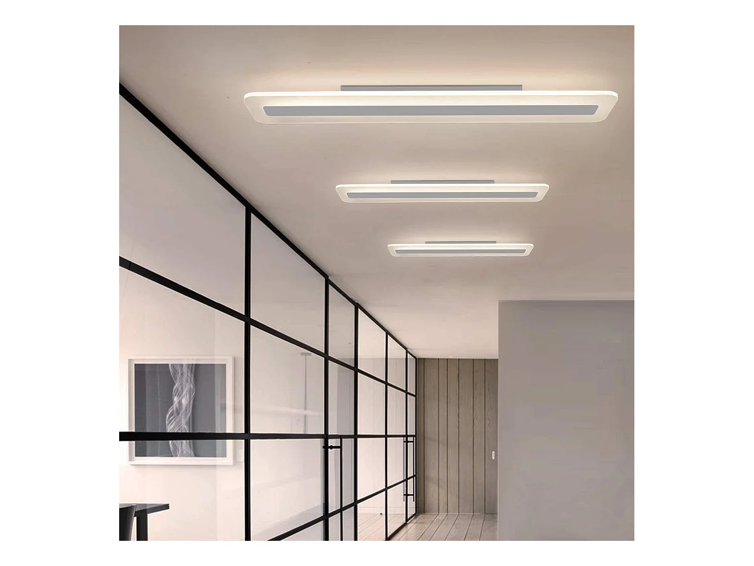 NETTLIFE Plafondlamp LED Wit 80cm Lange Plafondverlichting 3000 -6500K Dimbaar  30W Moderne Slaapkamerverlichting met Afstandsbediening voor Woonkamer Keuken Hotel