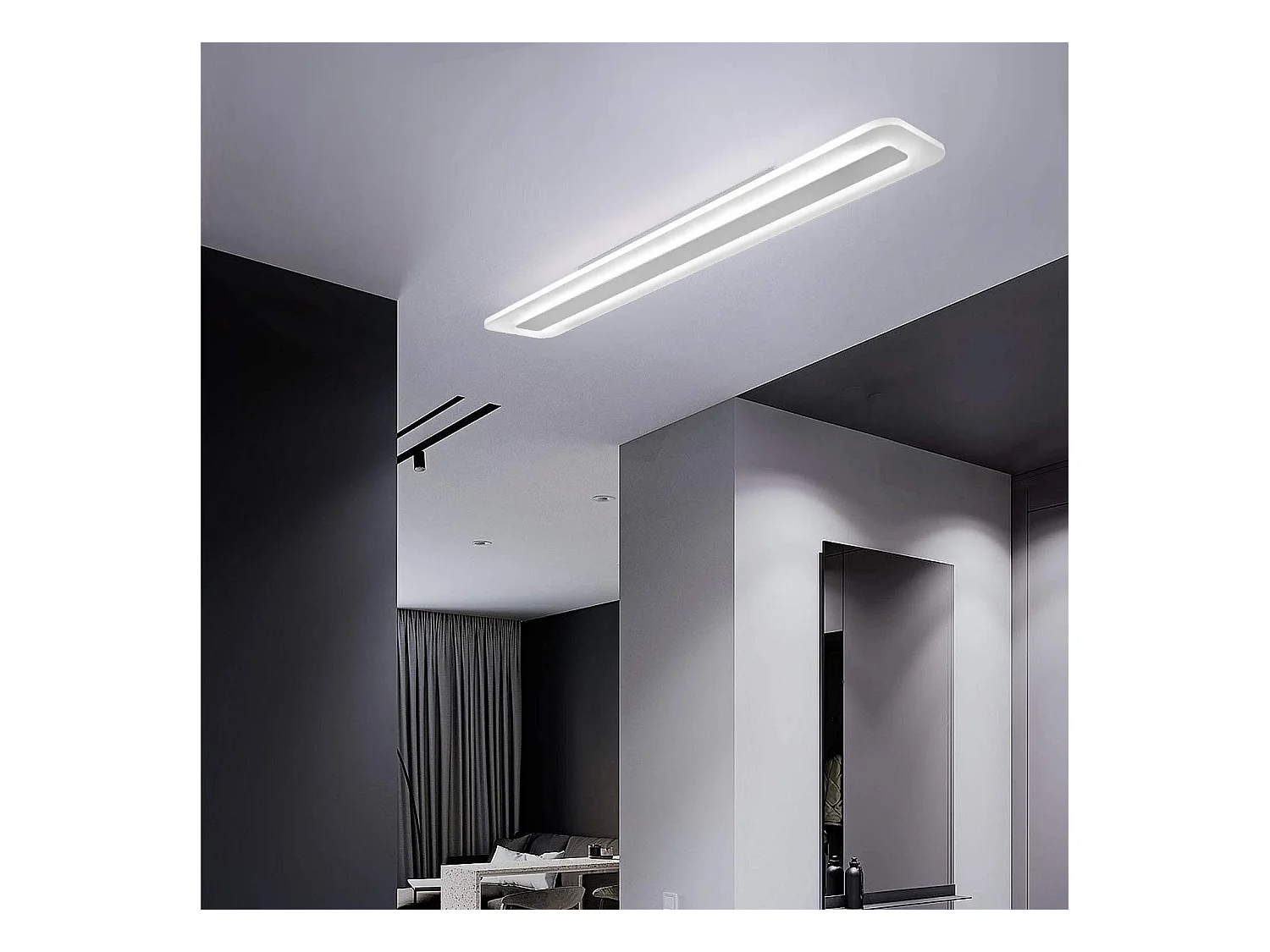 NETTLIFE Plafondlamp LED Wit 80cm Lange Plafondverlichting 3000 -6500K Dimbaar  30W Moderne Slaapkamerverlichting met Afstandsbediening voor Woonkamer Keuken Hotel