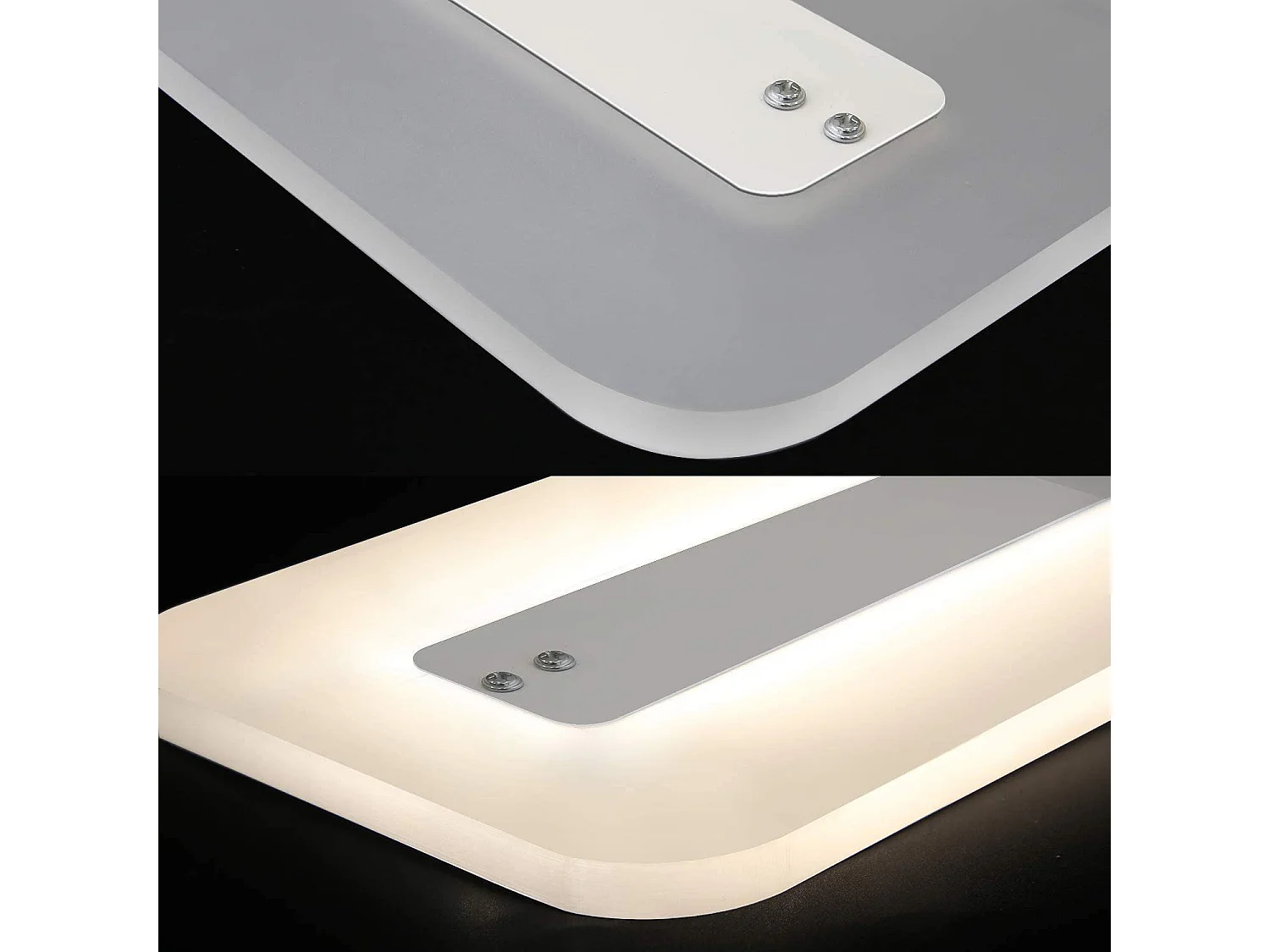 NETTLIFE nowoczesna lampa sufitowa LED 80CM biała, długa lampa z funkcją ściemniania z pilotem płaska akrylowa do salonu sypialnia biuro kuchnia