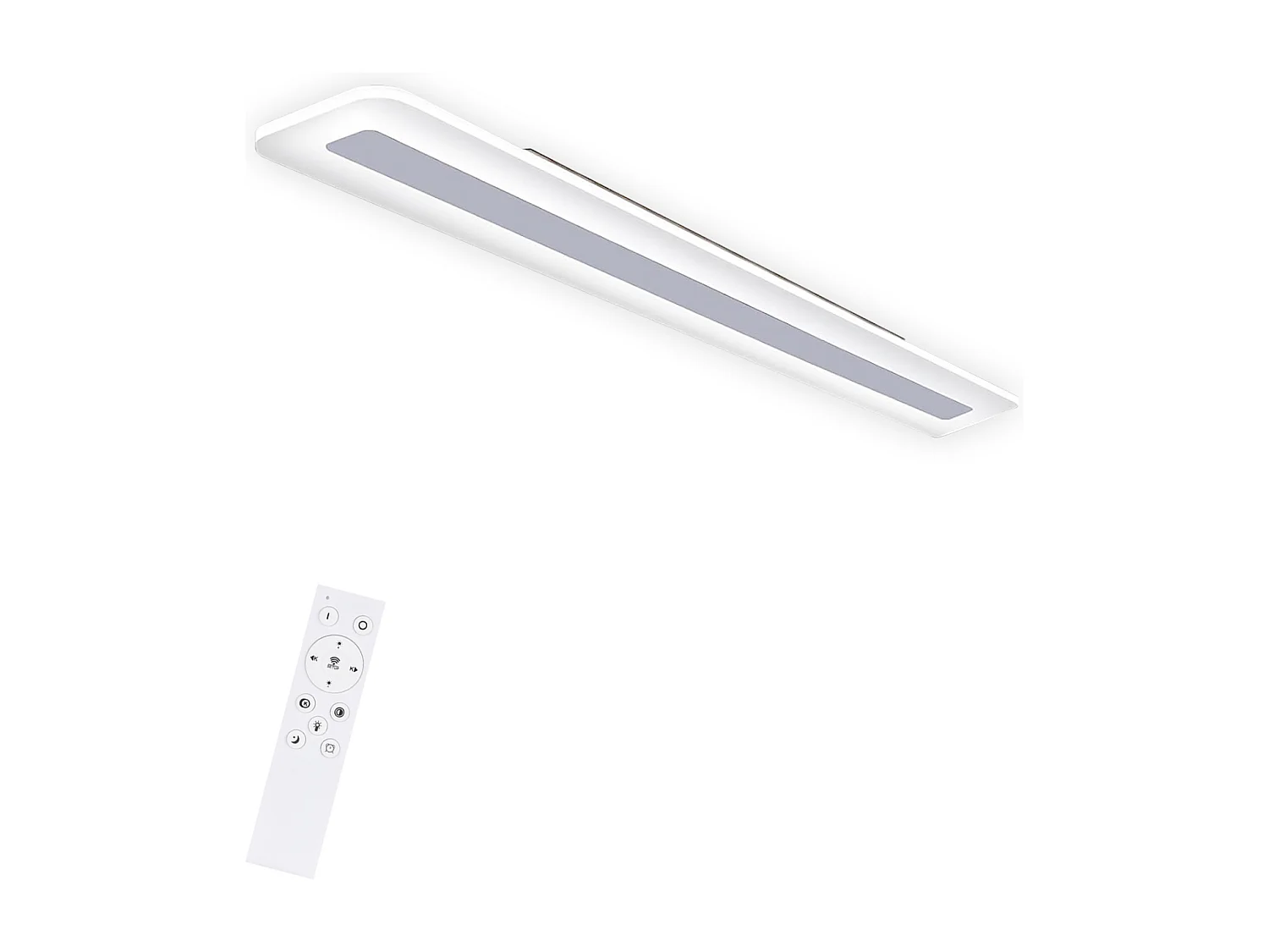 NETTLIFE nowoczesna lampa sufitowa LED 80CM biała, długa lampa z funkcją ściemniania z pilotem płaska akrylowa do salonu sypialnia biuro kuchnia
