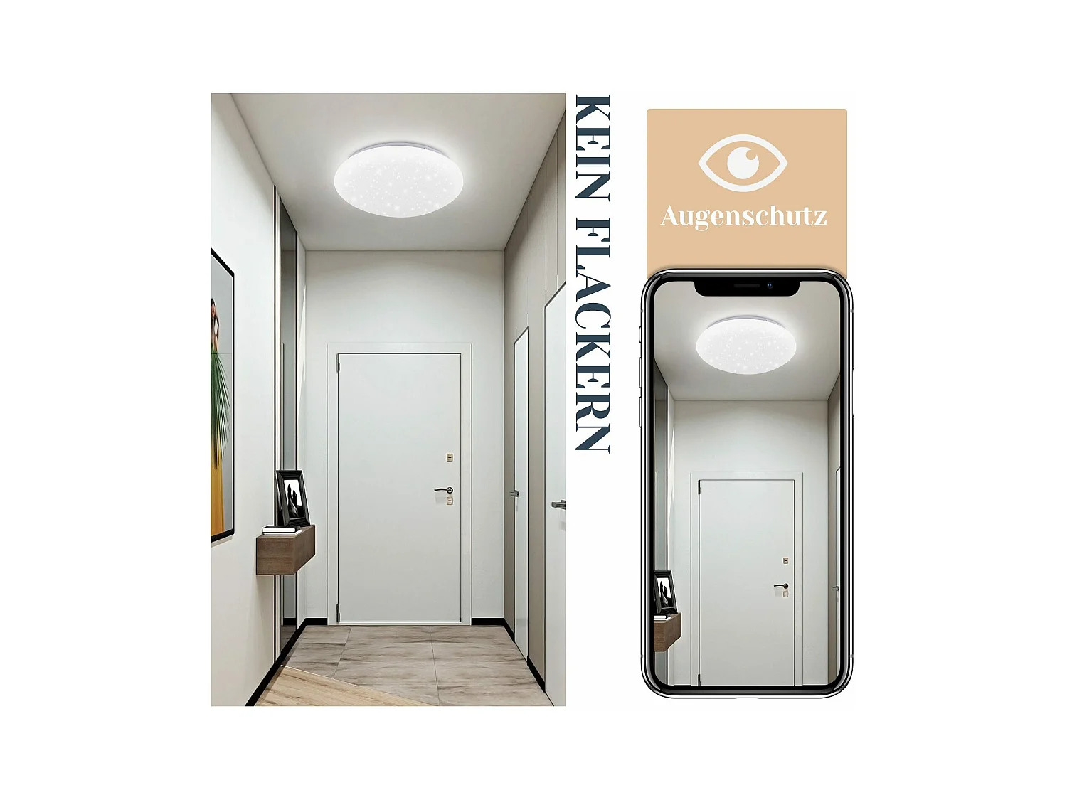 NETTLIFE Plafonnier LED 12W, 6000K, 25cm Blanc Neutre Éclairage de Plafond Ciel Étoilé Lampe de Couloir Ronde pour Chambre d'Enfant Salon