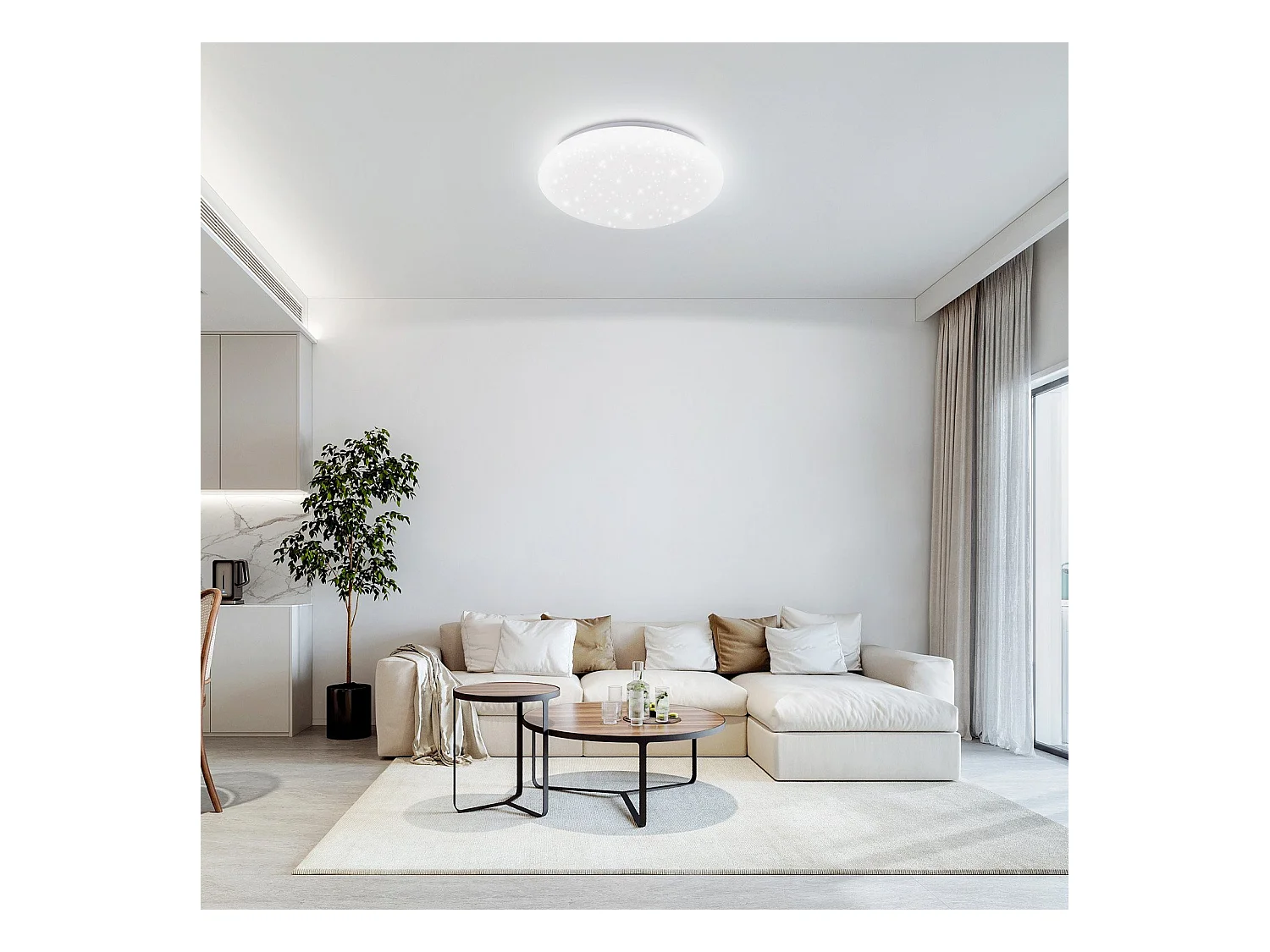 NETTLIFE Plafonnier LED 12W, 6000K, 25cm Blanc Neutre Éclairage de Plafond Ciel Étoilé Lampe de Couloir Ronde pour Chambre d'Enfant Salon