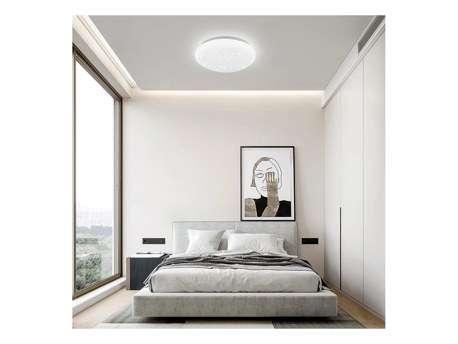 NETTLIFE Plafonnier LED 12W, 6000K, 25cm Blanc Neutre Éclairage de Plafond Ciel Étoilé Lampe de Couloir Ronde pour Chambre d'Enfant Salon