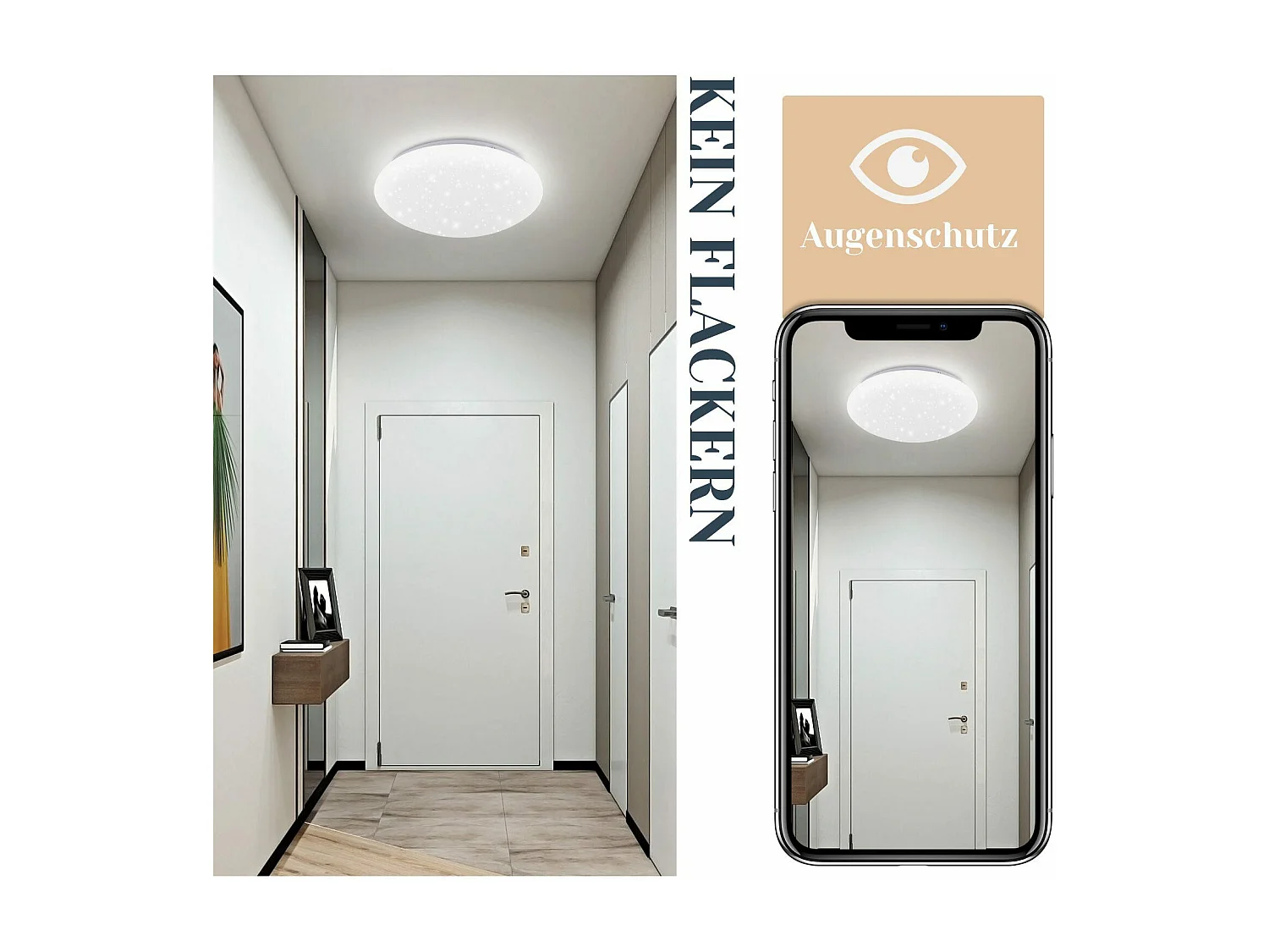 NETTLIFE Plafonnier LED 12W, 6000K, 25cm Blanc Neutre Éclairage de Plafond Ciel Étoilé Lampe de Couloir Ronde pour Chambre d'Enfant Salon