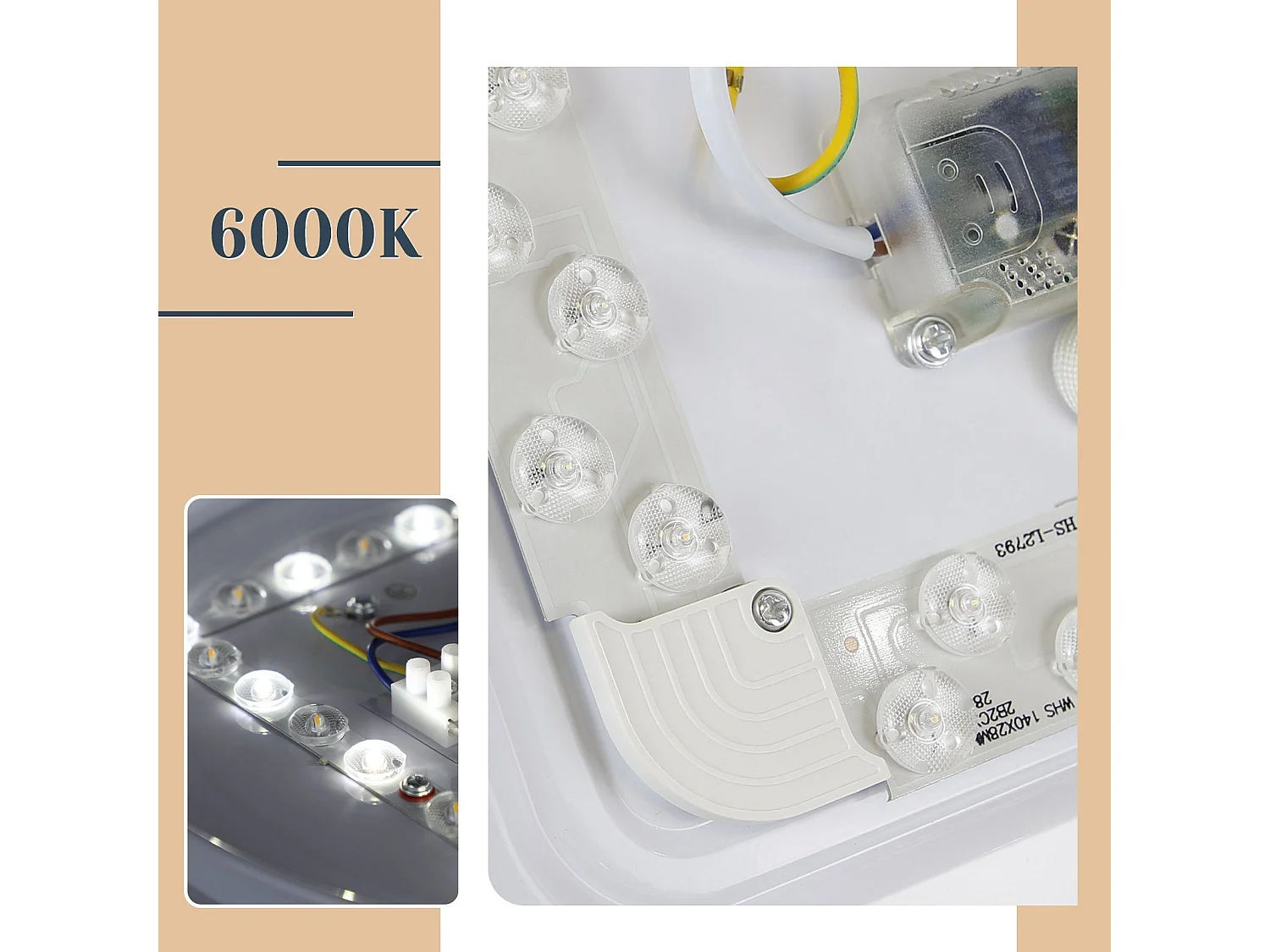 NETTLIFE Plafonnier LED 12W, 6000K, 25cm Blanc Neutre Éclairage de Plafond Ciel Étoilé Lampe de Couloir Ronde pour Chambre d'Enfant Salon