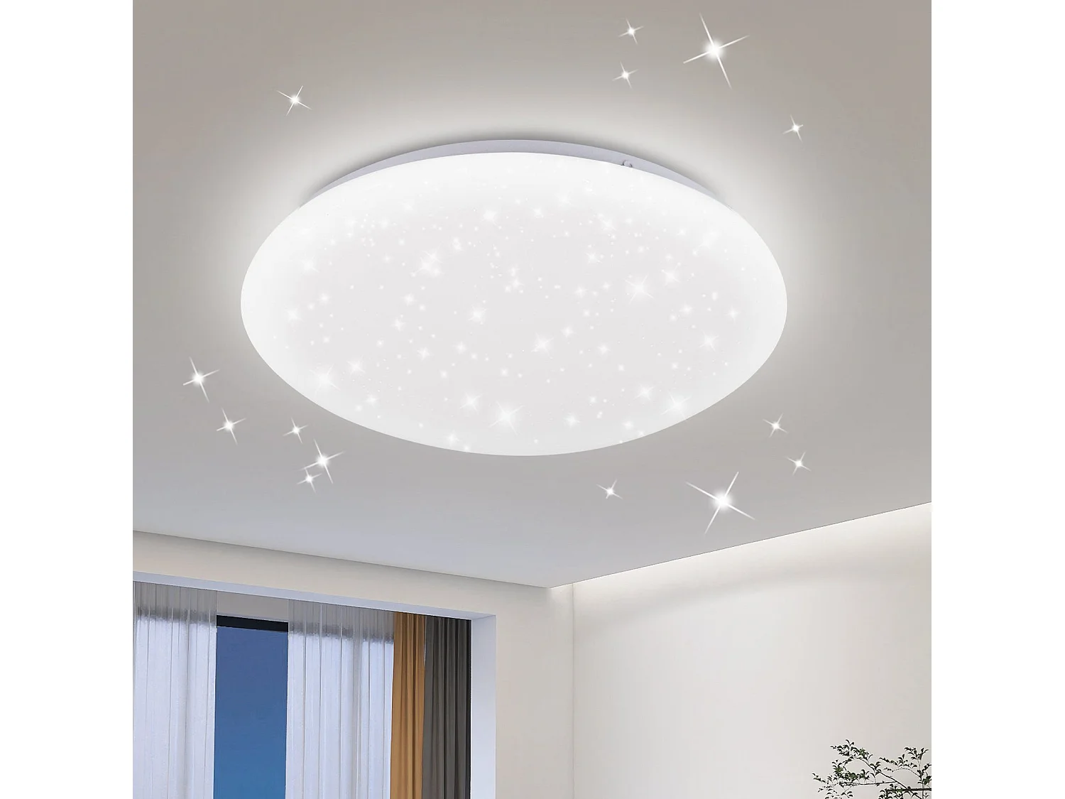 NETTLIFE Lampa sufitowa LED 12W, 6000K, 25cm neutralna biel gwiaździste niebo oświetlenie sufitowe okrągła lampa do przedpokoju do salonu sypialnia dziecięca