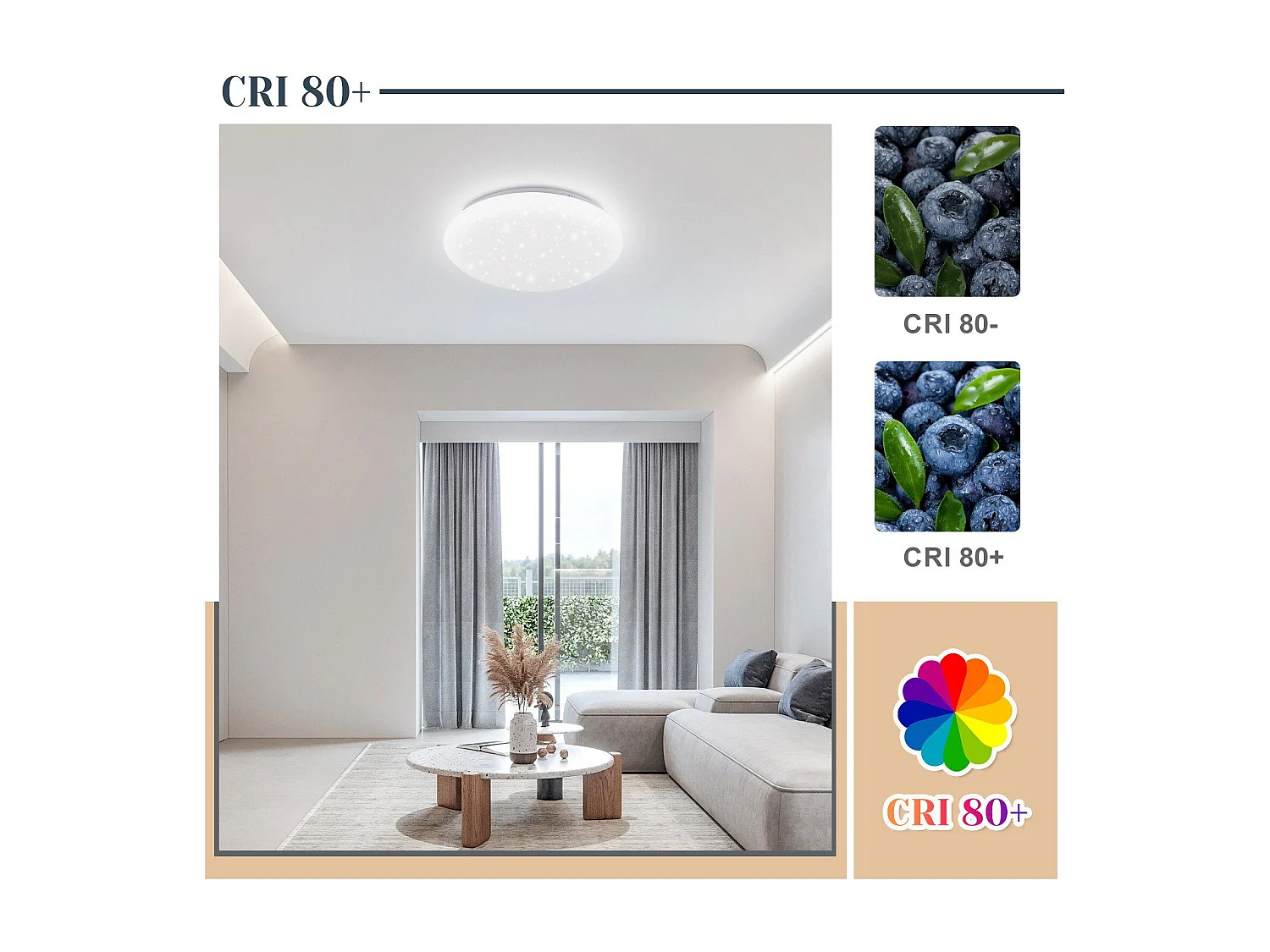 NETTLIFE Lampa sufitowa LED 12W, 6000K, 25cm neutralna biel gwiaździste niebo oświetlenie sufitowe okrągła lampa do przedpokoju do salonu sypialnia dziecięca