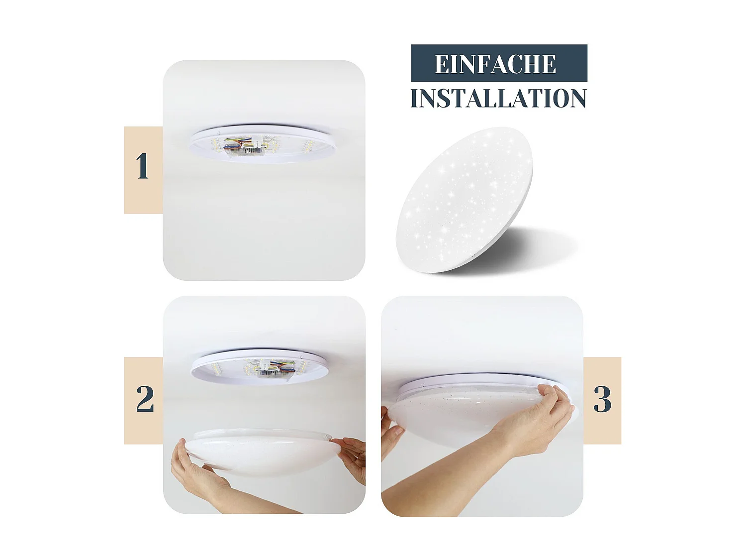 NETTLIFE Lampa sufitowa LED 12W, 6000K, 25cm neutralna biel gwiaździste niebo oświetlenie sufitowe okrągła lampa do przedpokoju do salonu sypialnia dziecięca