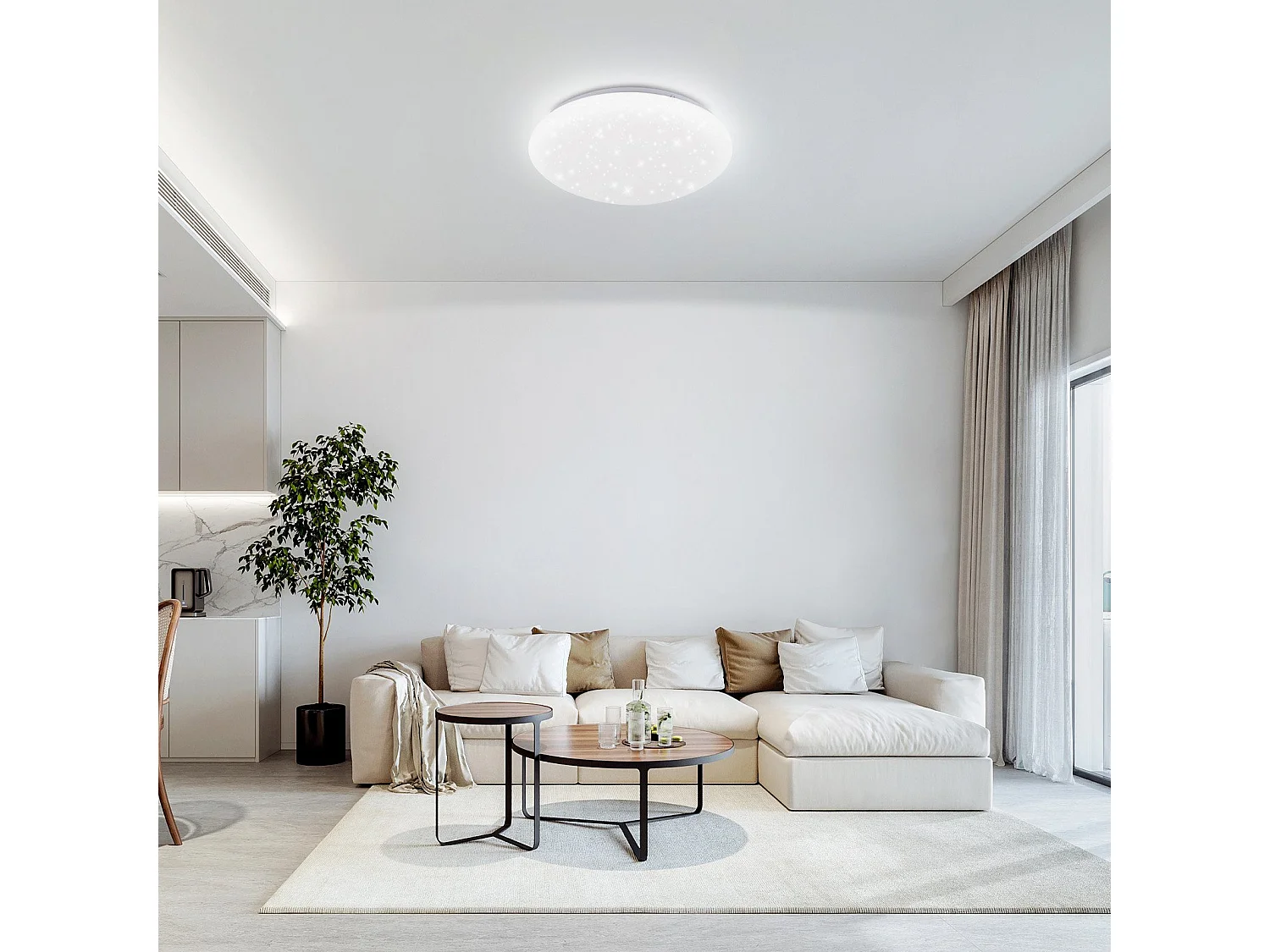 NETTLIFE Plafonnier LED 12W, 6000K, 25cm Blanc Neutre Éclairage de Plafond Ciel Étoilé Lampe de Couloir Ronde pour Chambre d'Enfant Salon