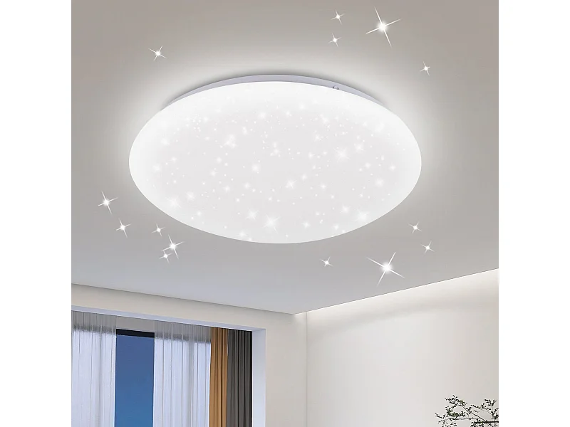 NETTLIFE Lampa sufitowa LED 12W, 6000K, 25cm neutralna biel gwiaździste niebo oświetlenie sufitowe okrągła lampa do przedpokoju do salonu sypialnia dziecięca