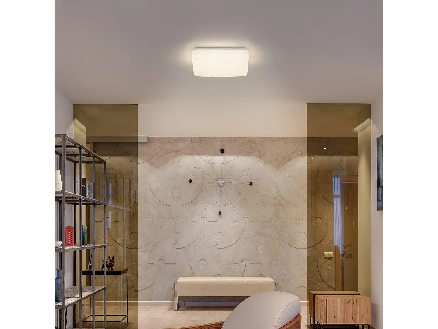 NETTLIFE Lámpara de techo LED, 21 cm, lámpara de cielo estrellado, 15 W, cuadrada, , blanco neutro, decoración de estrellas para, habitación infantil