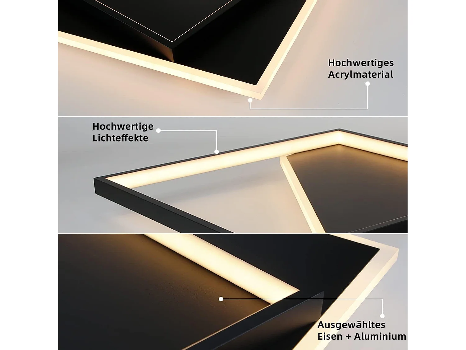 NETTLIFE LED Plafondlamp - zwart - moderne - 53W slaapkamer lamp - dimbaar met afstandsbediening - vierkant woonkamer 40cm - voor keuken | hal