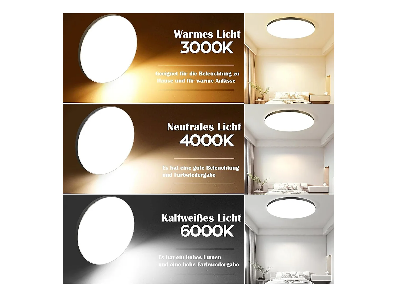 NETTLIFE LED Deckenleuchte Flach Schlafzimmerlampe Dimmbar Schwarz Küchenlampe 30W IP44 Kellerlampe 28cm Badlampe Fernbedienung Wohnzimmer