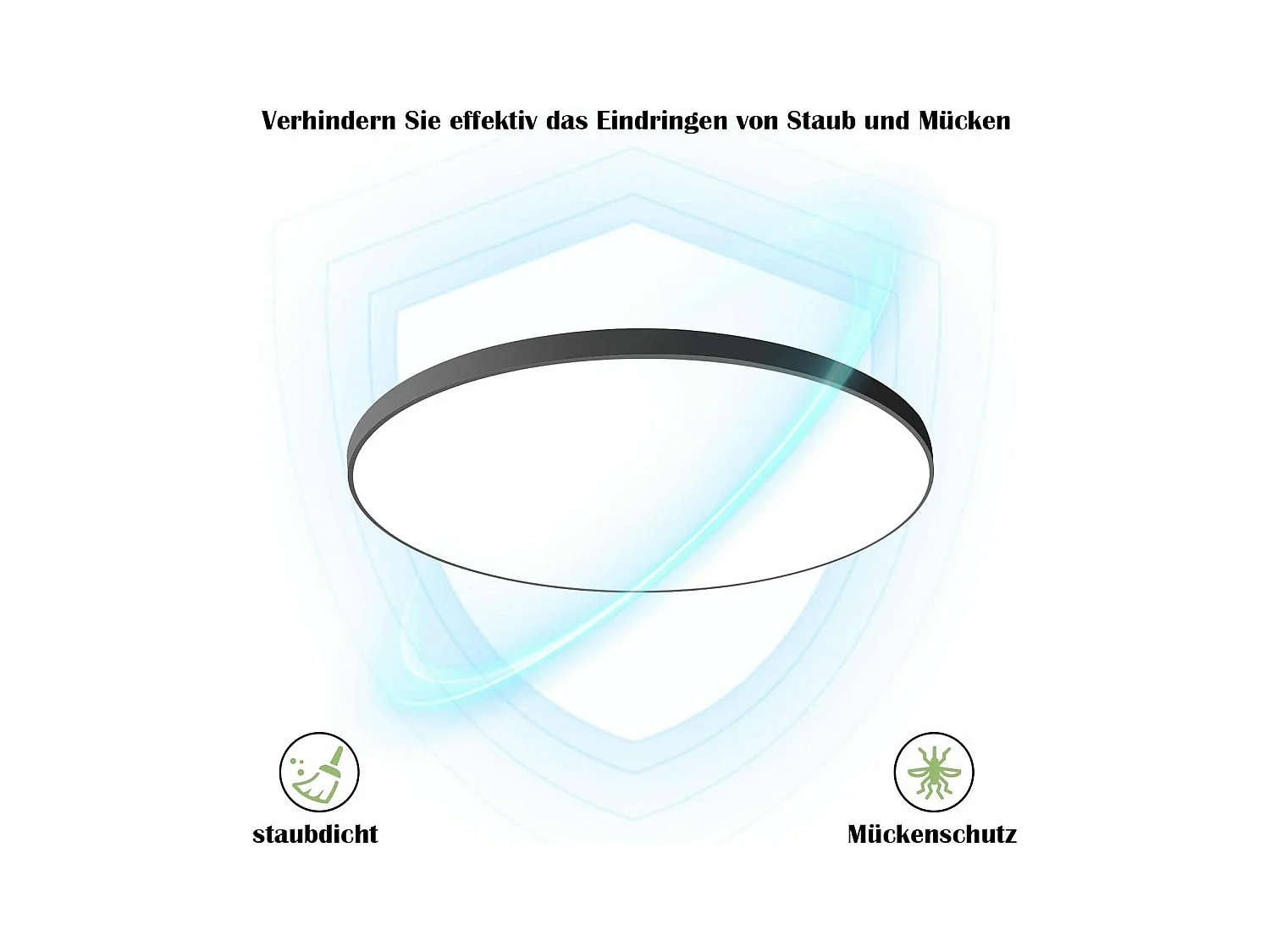 NETTLIFE LED Deckenleuchte Flach Schlafzimmerlampe Dimmbar Schwarz Küchenlampe 30W IP44 Kellerlampe 28cm Badlampe Fernbedienung Wohnzimmer