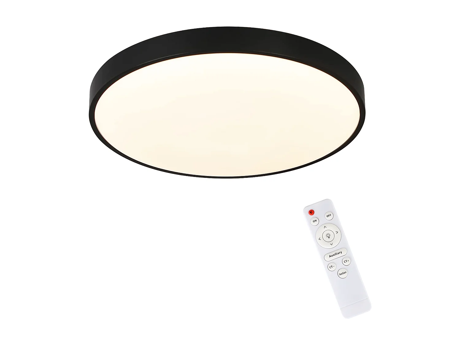 NETTLIFE Plafonnier LED Plat Chambre Lampe Dimmable Noir Lampe de Cuisine 30 W IP44 Lampe de Cave 28 cm Lampe de Salle de Bain Télécommande Salon