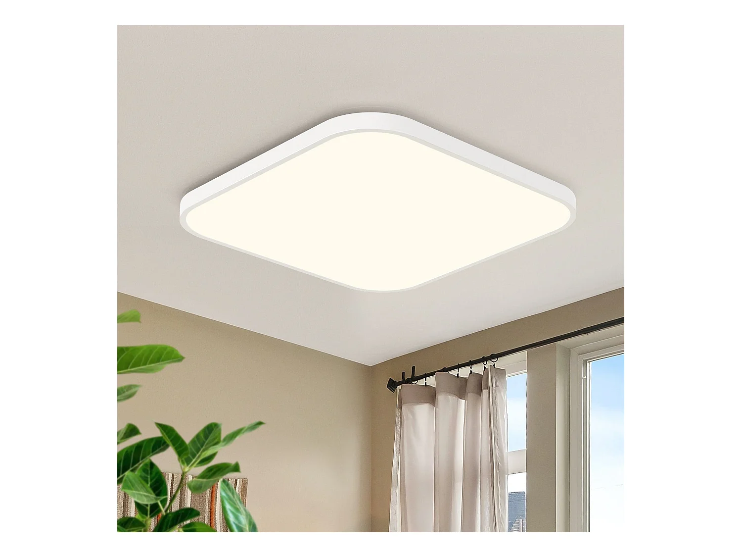 NETTLIFE Plafondlamp - LED - Ø 27 cm - witte plafonniére - 19W - warmwit licht - rechthoek