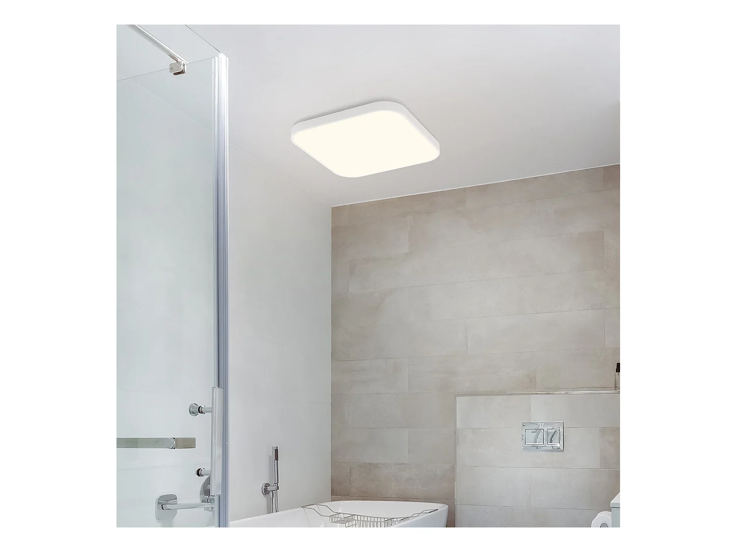 NETTLIFE Plafondlamp - LED - Ø 27 cm - witte plafonniére - 19W - warmwit licht - rechthoek