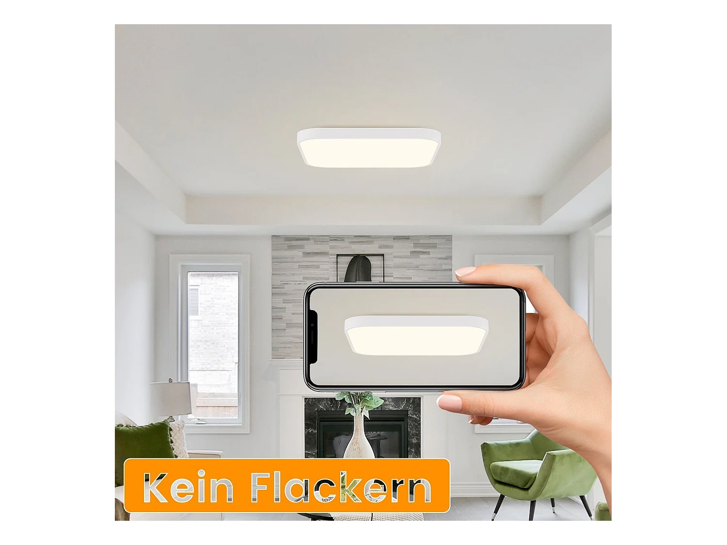 NETTLIFE Plafondlamp - LED - Ø 27 cm - witte plafonniére - 19W - warmwit licht - rechthoek
