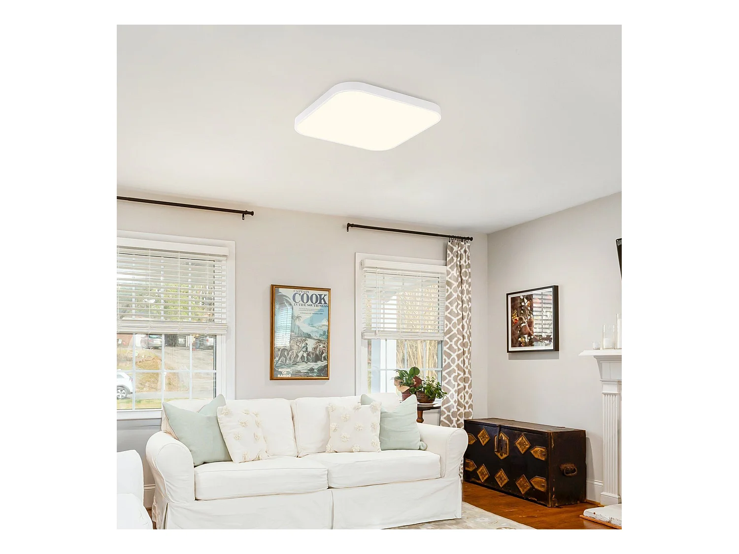 NETTLIFE Plafondlamp - LED - Ø 27 cm - witte plafonniére - 19W - warmwit licht - rechthoek