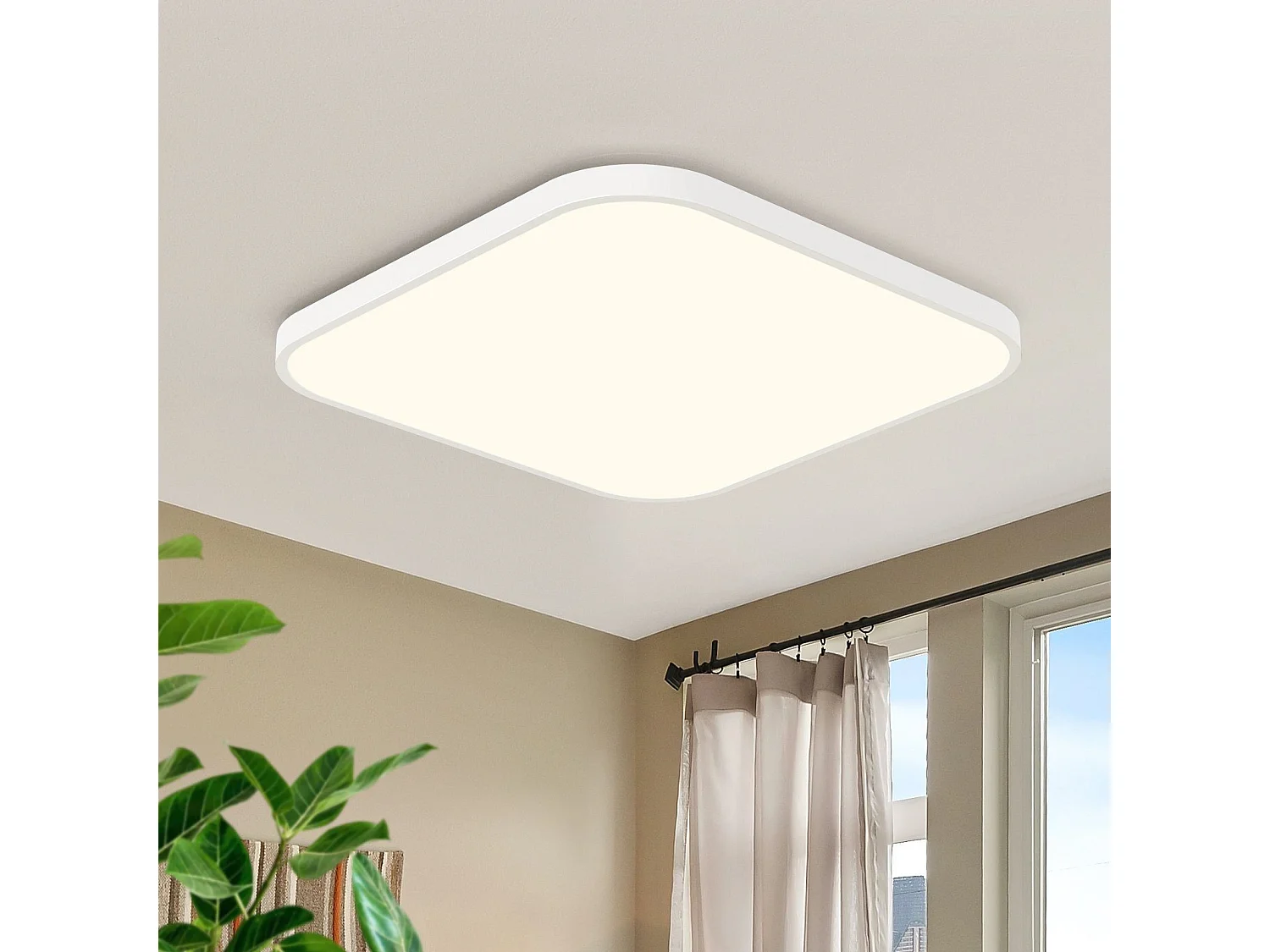 NETTLIFE Plafonnier LED chambre plat 27cm lampe cuisine blanc chaud IP44 salle de bain couloir carré 19W