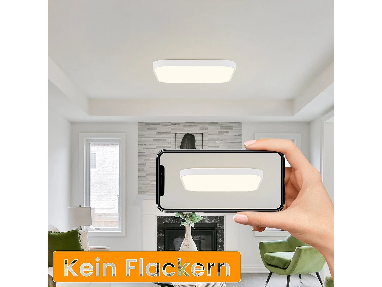 NETTLIFE Plafondlamp - LED - Ø 27 cm - witte plafonniére - 19W - warmwit licht - rechthoek