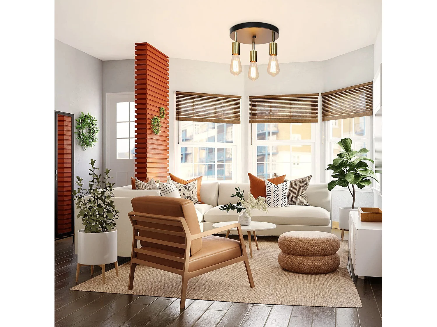 NETTLIFE Plafondlamp E27 – goud – rond 3-Lichts Metaal Vintage Plafondverlichting – Metaal Hallamp draaibare Kroonluchter voor Slaapkamer | Woonkamer – Max. 25 W