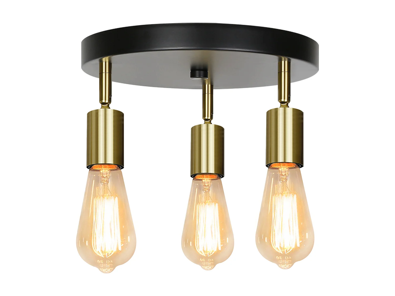 NETTLIFE Plafonnier 3 Spots de Plafond Max. 25W E27 Vintage Flamme Rond Moderne Lustre Pivotant pour Chambre Salle à Manger Cuisine Couloir Salon