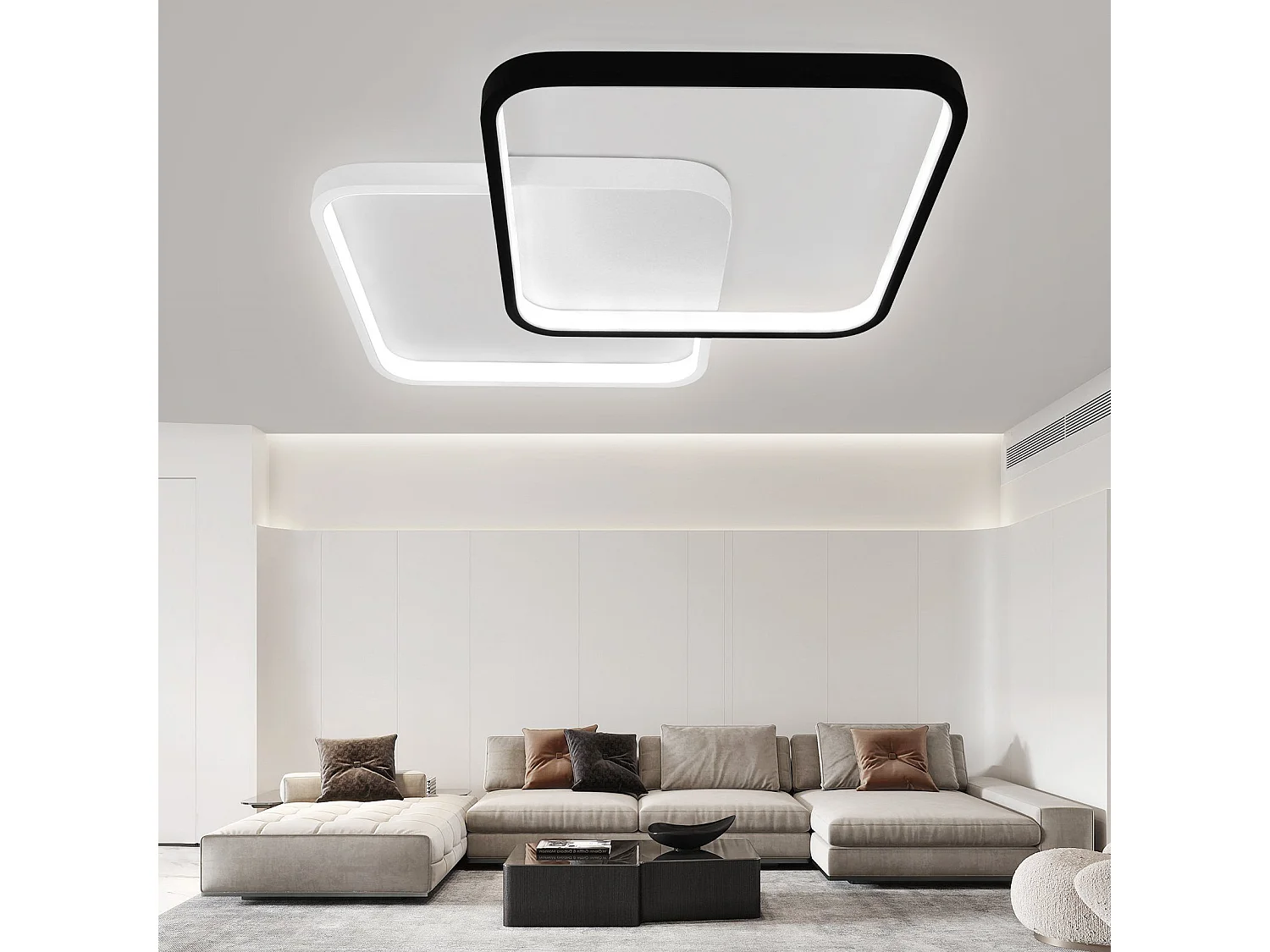 Moderne schwarze Metall-LED-Deckenleuchte, 55 W, dimmbar, mit Fernbedienung, 43 cm, Designer-Küchenlampe