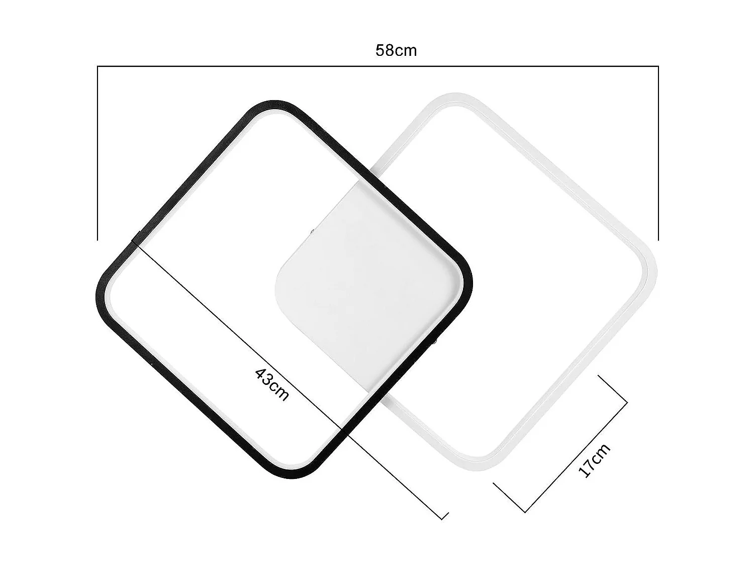 Moderne schwarze Metall-LED-Deckenleuchte, 55 W, dimmbar, mit Fernbedienung, 43 cm, Designer-Küchenlampe