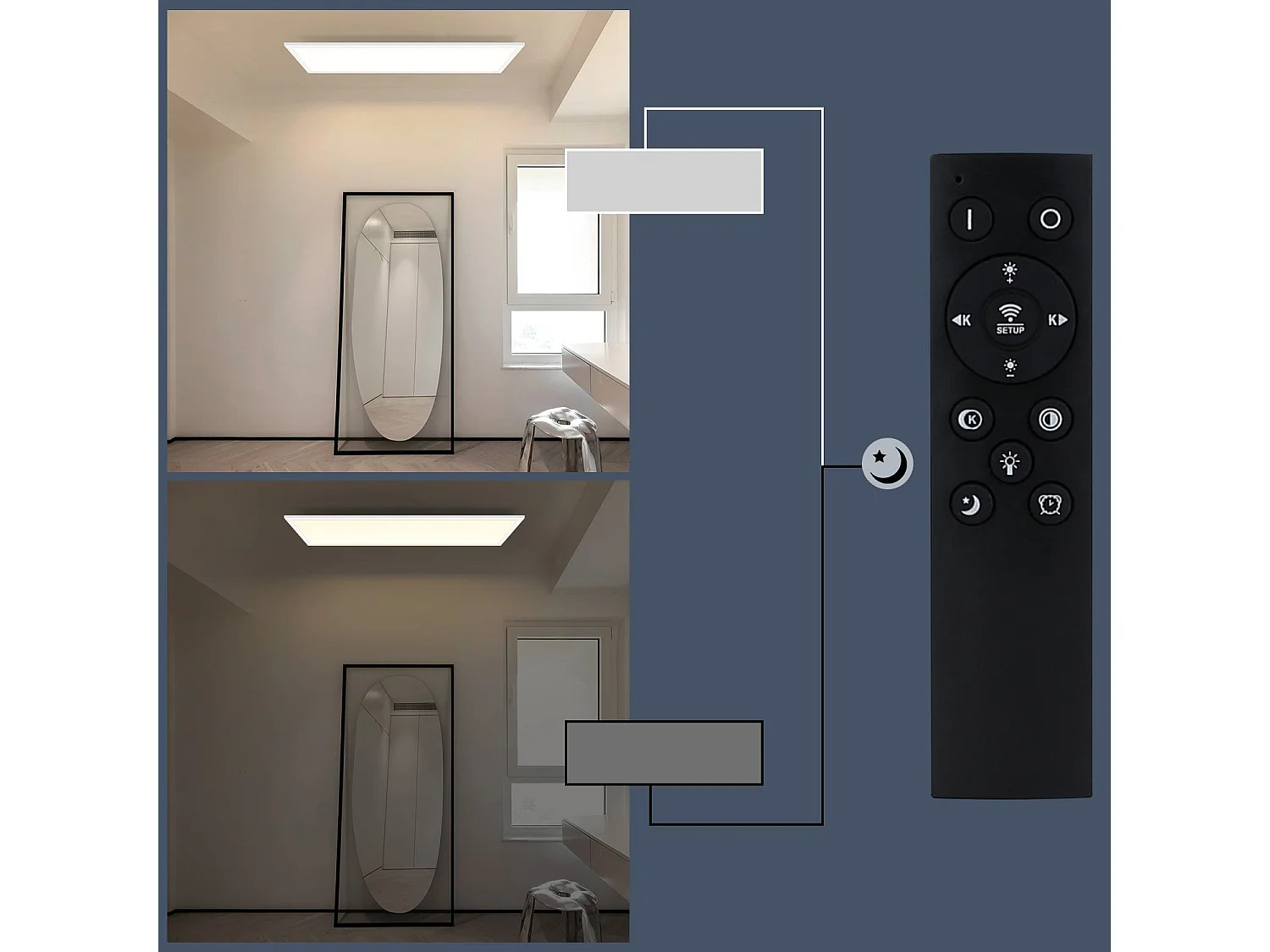 NETTLIFE Lampa sufitowa LED, 80 x 30 cm, 39 W, 3000 K z możliwością ściemniania, płaska, lampa z pilotem, panelowa, biała, lampa biurkowa do kuchni