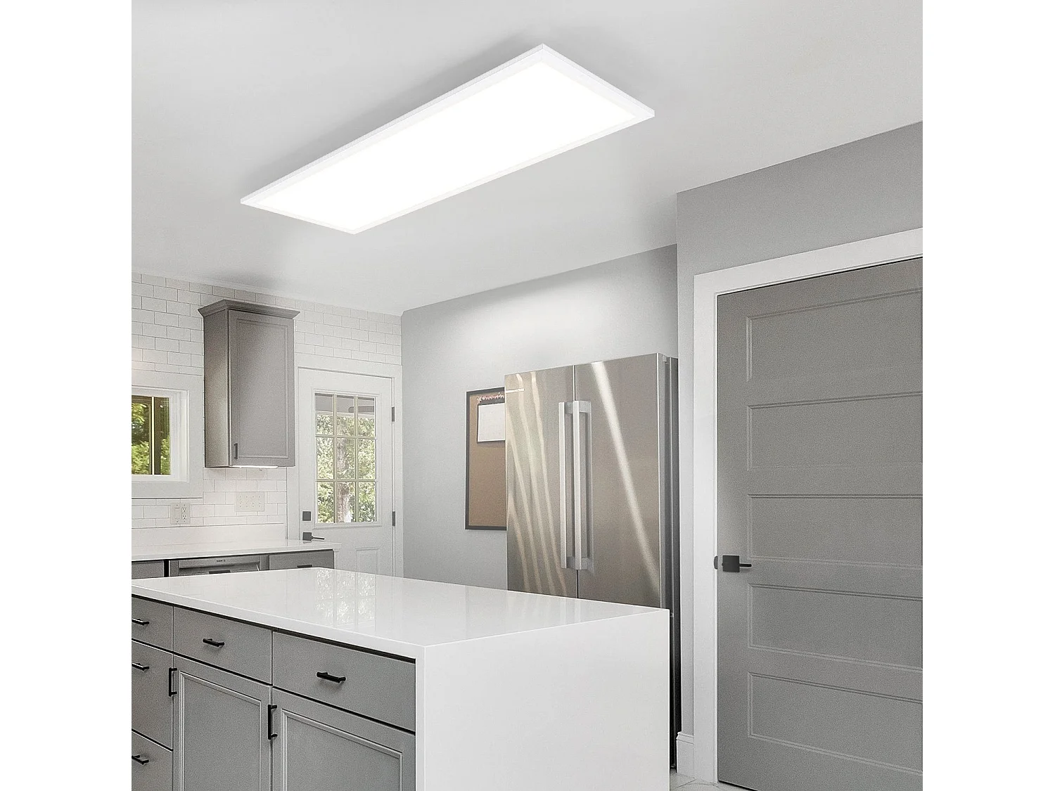 NETTLIFE Lampa sufitowa LED, 80 x 30 cm, 39 W, 3000 K z możliwością ściemniania, płaska, lampa z pilotem, panelowa, biała, lampa biurkowa do kuchni