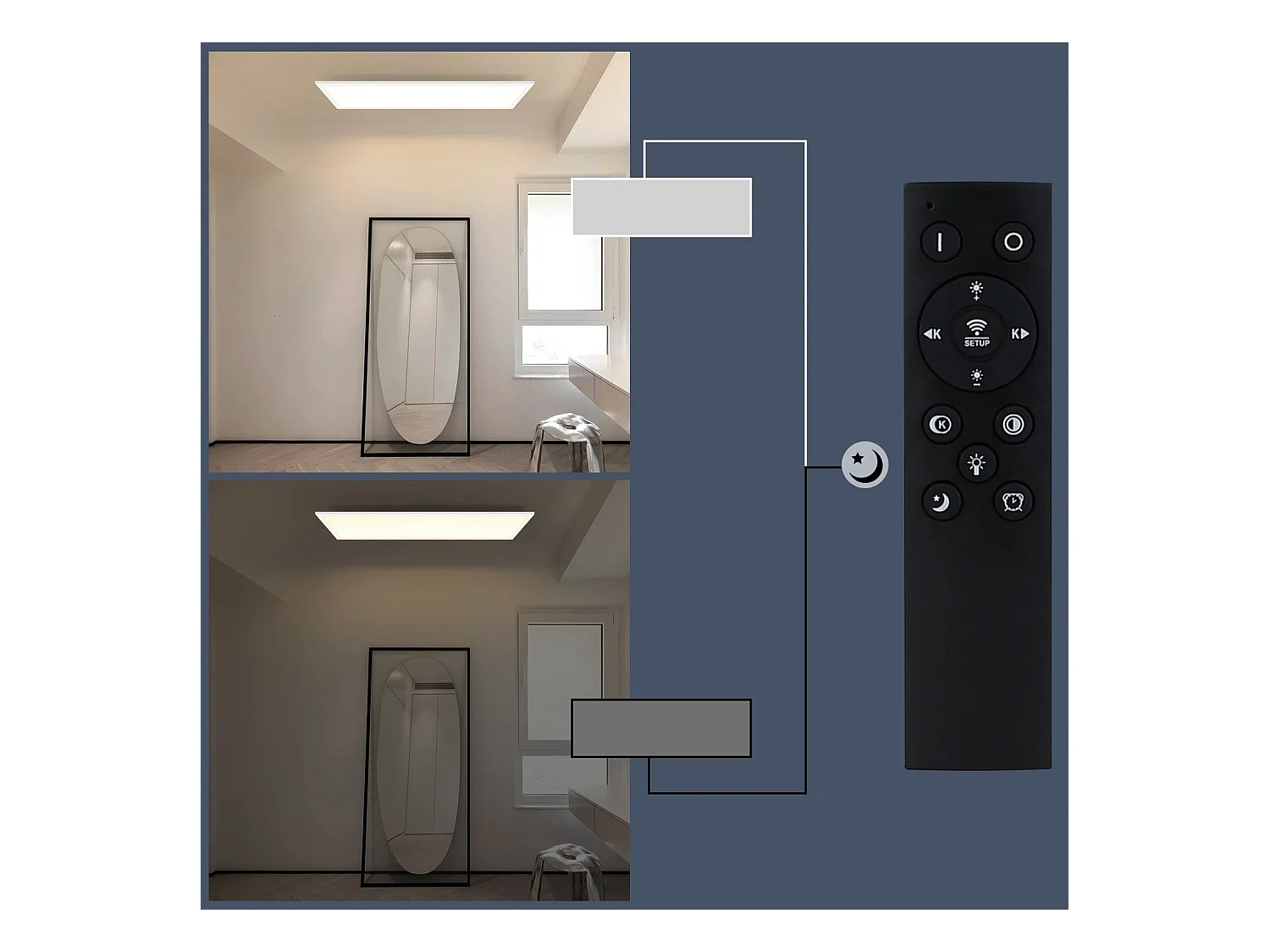 NETTLIFE LED-plafondlamp, 80 x 30 cm, 39W, 3000K dimbaar, plat, lamp met afstandsbediening, paneel, wit, bureaulamp voor de keuken