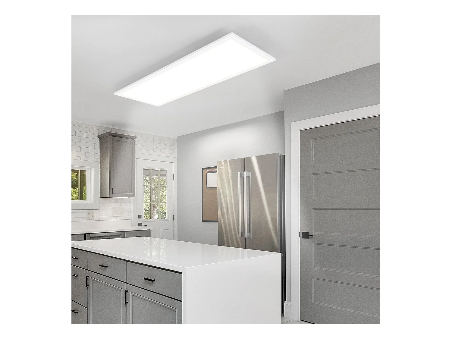 NETTLIFE LED-plafondlamp, 80 x 30 cm, 39W, 3000K dimbaar, plat, lamp met afstandsbediening, paneel, wit, bureaulamp voor de keuken