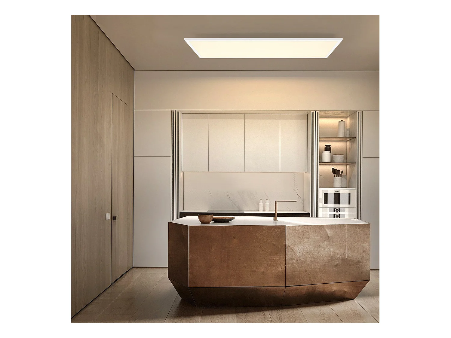 NETTLIFE LED-plafondlamp, 80 x 30 cm, 39W, 3000K dimbaar, plat, lamp met afstandsbediening, paneel, wit, bureaulamp voor de keuken