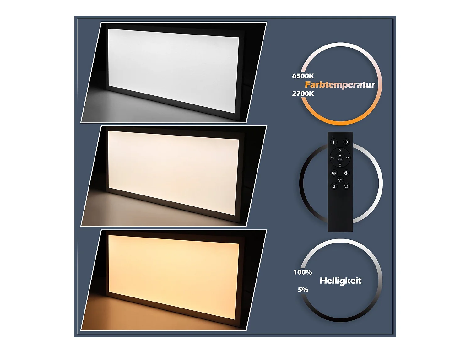 NETTLIFE LED-plafondlamp, 80 x 30 cm, 39W, 3000K dimbaar, plat, lamp met afstandsbediening, paneel, wit, bureaulamp voor de keuken