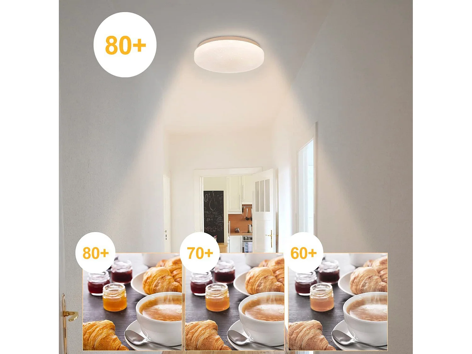 NETTLIFE Lámpara de Techo LED Dormitorio 21 cm 15 W Blanco Cálido Dormitorio Lámpara de con Purpurina Lámpara de  Redonda con Estrella Pequeña para