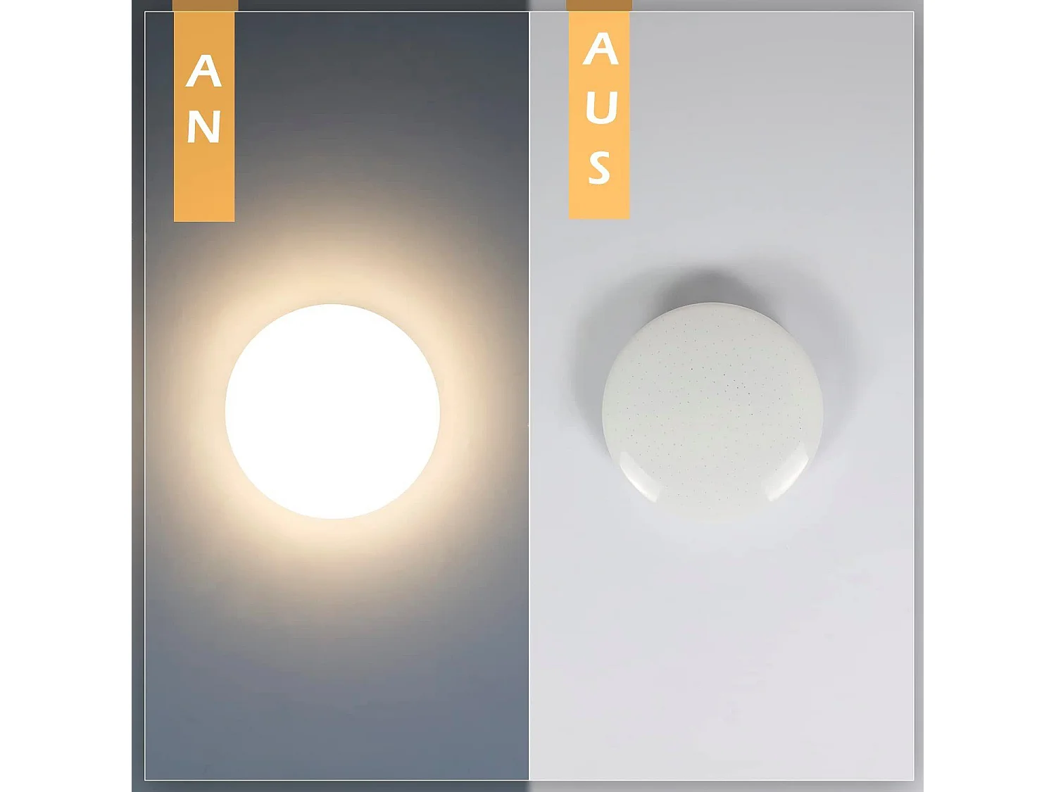 NETTLIFE Lámpara de Techo LED Dormitorio 21 cm 15 W Blanco Cálido Dormitorio Lámpara de con Purpurina Lámpara de  Redonda con Estrella Pequeña para