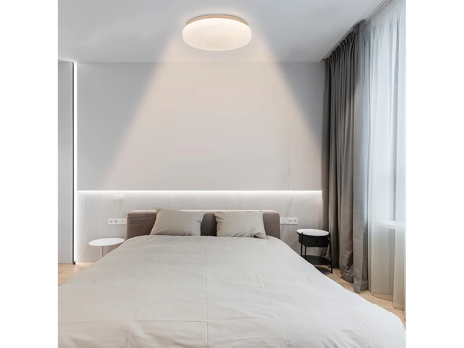 NETTLIFE Lámpara de Techo LED Dormitorio 21 cm 15 W Blanco Cálido Dormitorio Lámpara de con Purpurina Lámpara de  Redonda con Estrella Pequeña para