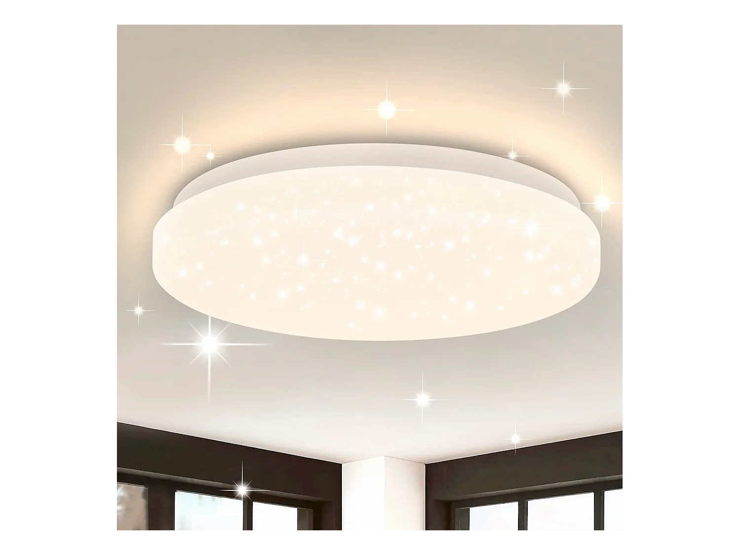 NETTLIFE Plafonnier LED Chambre à 21 cm 15 W Chambre à Blanc Chaud Lampe de Couloir à Paillettes Lampe Ronde Petite étoile de Cuisine pour
