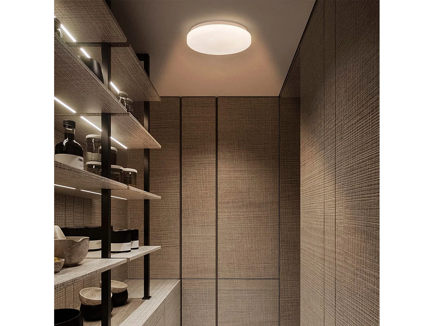 NETTLIFE Plafonnier LED Chambre à 21 cm 15 W Chambre à Blanc Chaud Lampe de Couloir à Paillettes Lampe Ronde Petite étoile de Cuisine pour