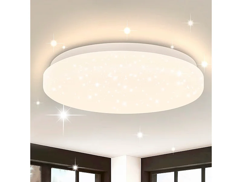 NETTLIFE LED Plafondlamp - wit - rond - 21cm sterrenhemel lamp - 3000K warm wit - 15W hal lamp - voor keuken | woonkamer | kinderkamer