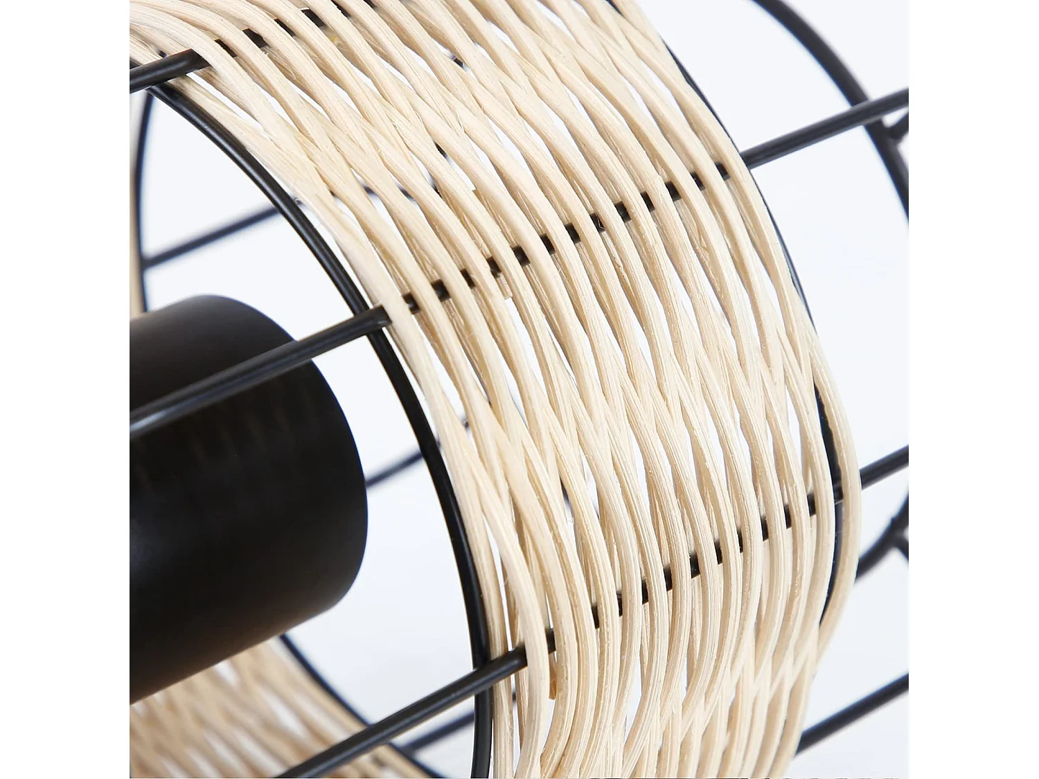 NETTLIFE Plafonnier Vintage E27 Spot Noir Lampe en Rotin Industriel Rétro Boho Métal Bambou Lampe de Cuisine pour Salon Couloir Entrée