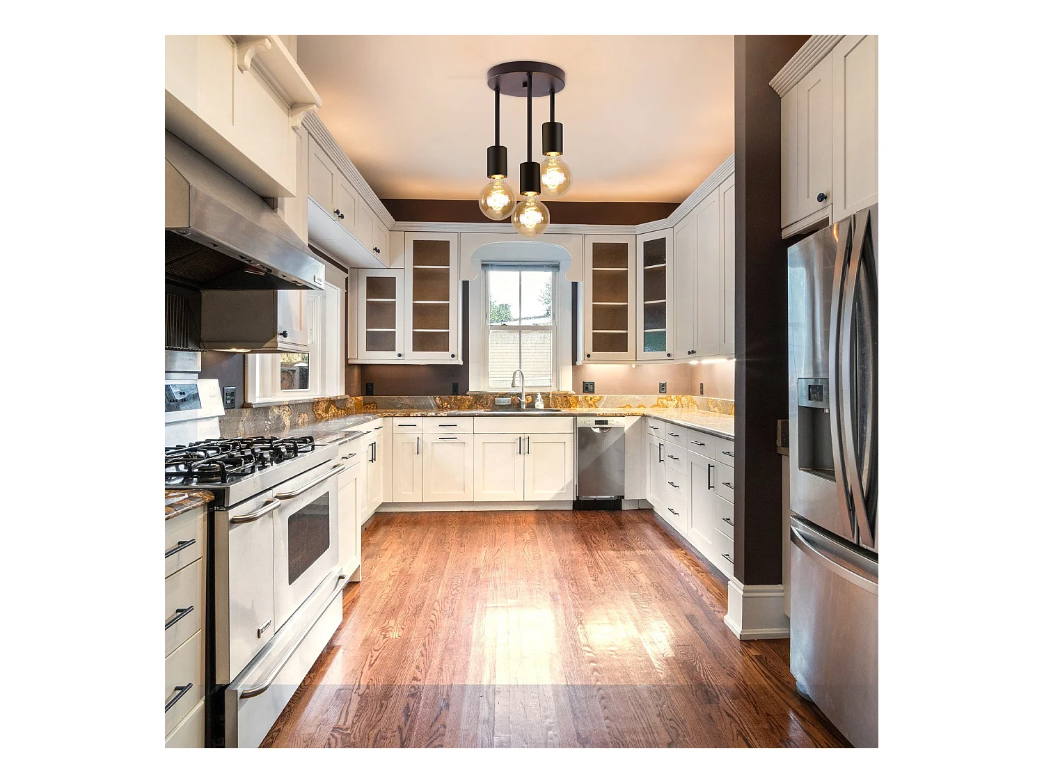 NETTLIFE Plafonnier 3 Spots E27 vintage noir suspendu avec lustre industriel pour salle à manger cuisine couloir salon bar sans ampoule