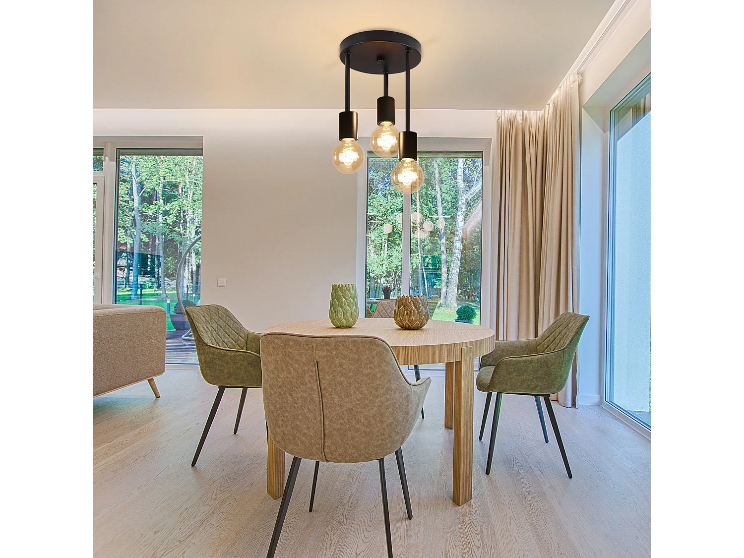 NETTLIFE Plafondlamp - 3xE27 - zwart - vintage plafondlamp - Industriële plafondspots - voor eetkamer keuken hal woonkamer - zonder lampen - 18cm