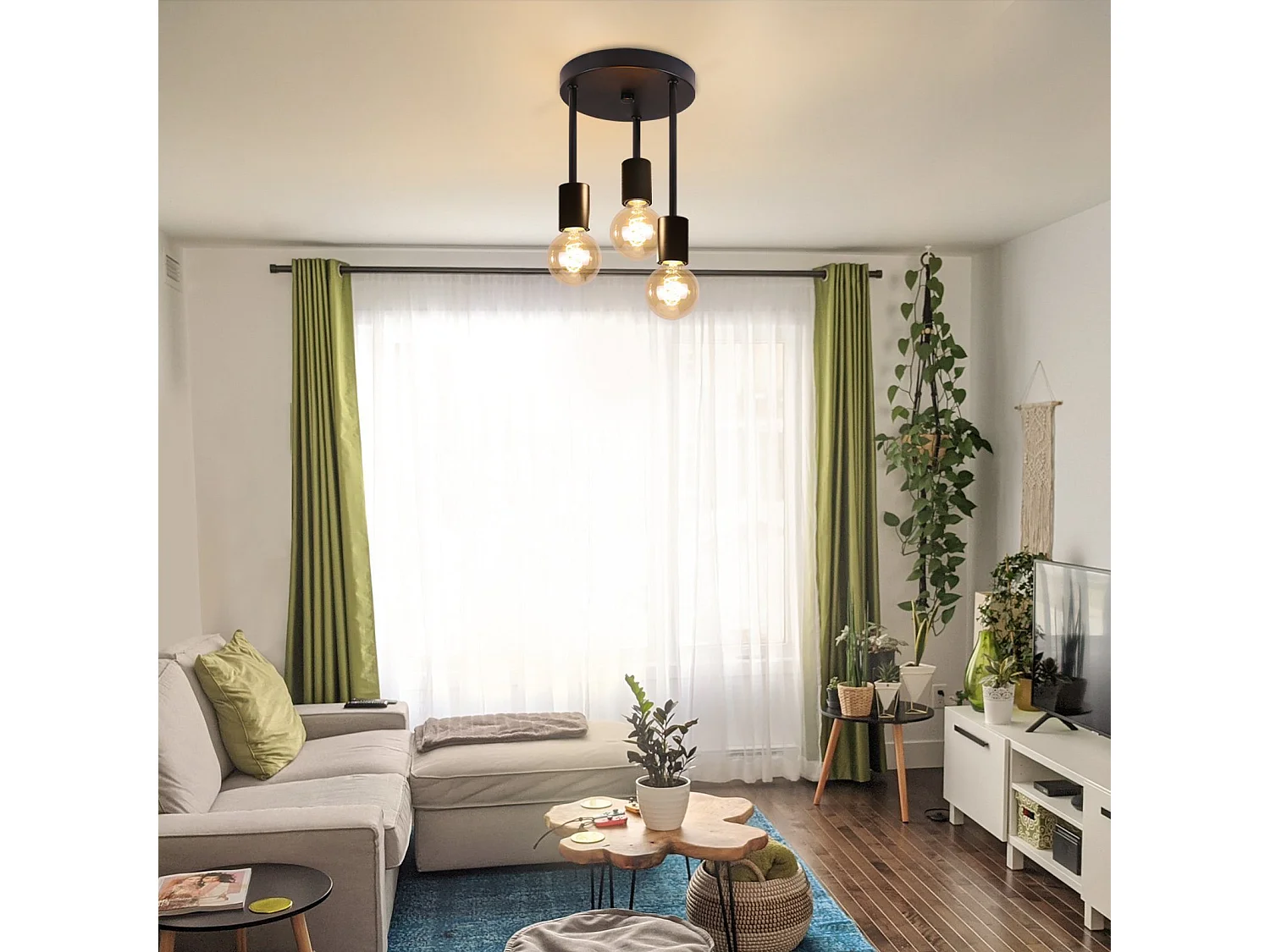 NETTLIFE Plafondlamp - 3xE27 - zwart - vintage plafondlamp - Industriële plafondspots - voor eetkamer keuken hal woonkamer - zonder lampen - 18cm