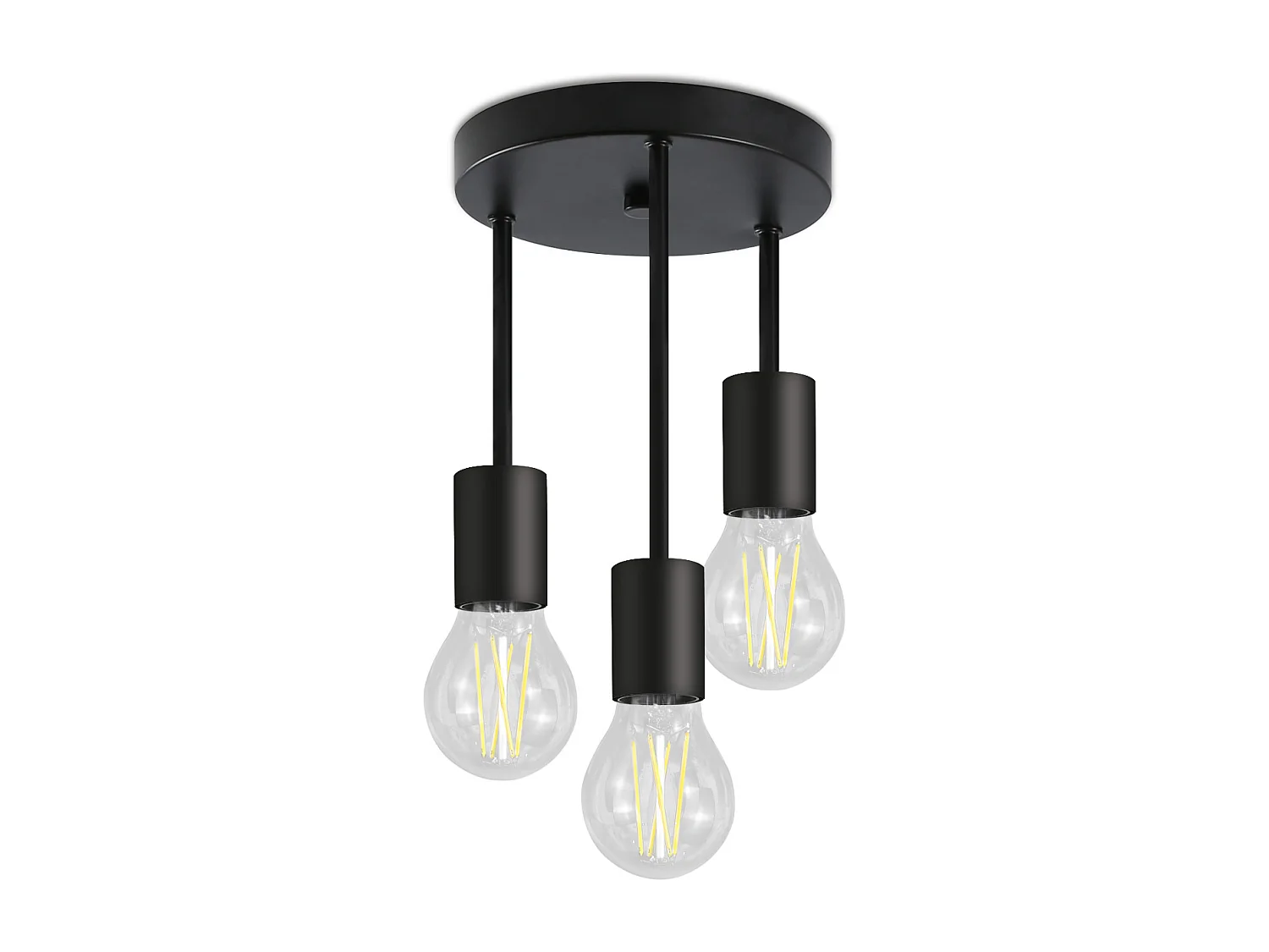 NETTLIFE Plafonnier 3 Spots E27 vintage noir suspendu avec lustre industriel pour salle à manger cuisine couloir salon bar sans ampoule