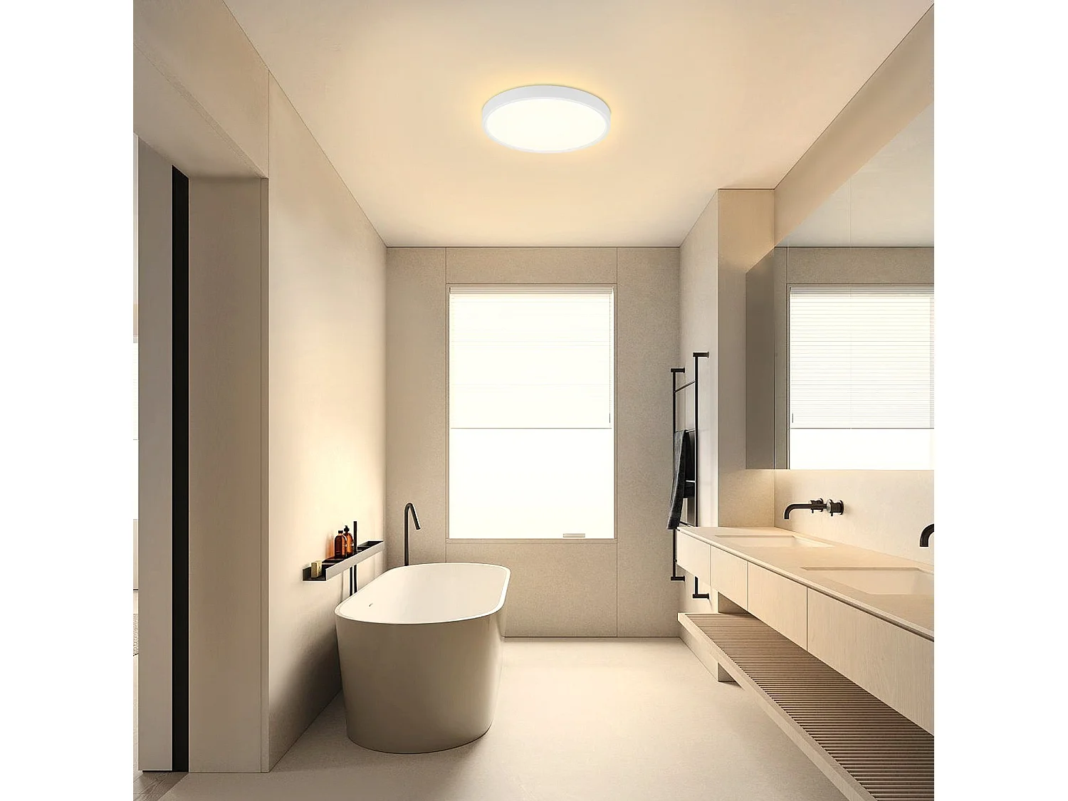 NETTLIFE Lámpara de Techo LED IP44 8W Redonda 3000K 17cm Plana para Baño Dormitorio Iluminación de Techo Cocina Pasillo