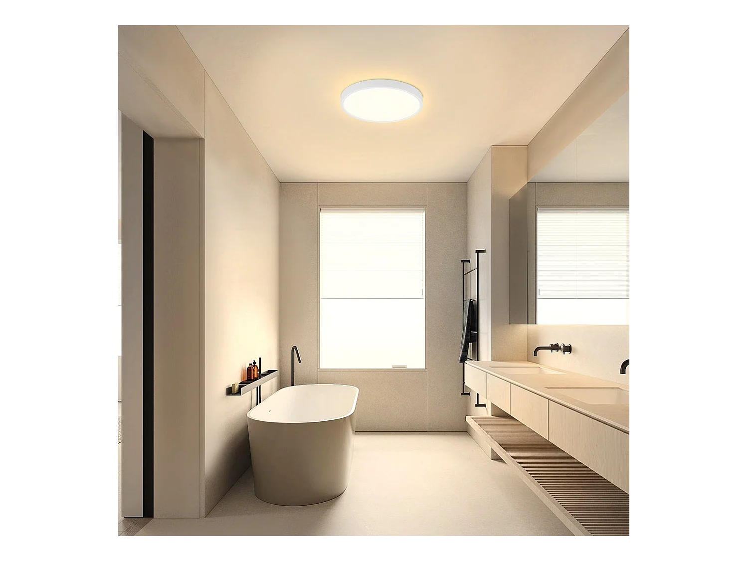NETTLIFE Plafonnier LED IP44 8W Rond 3000K 17cm Plate pour Salle de Bain Chambre Éclairage de Plafond Cuisine Couloir